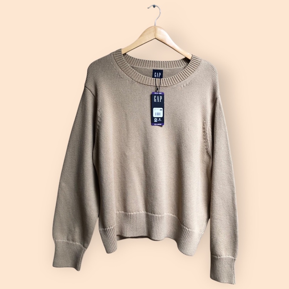 GAP NWT Knit Crewneck Sweater Camel Tan Fisherman Knit Casual Fall Women’s XXL